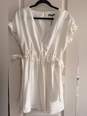 Zara Ivory Wrap-Style Dress with Side Ties